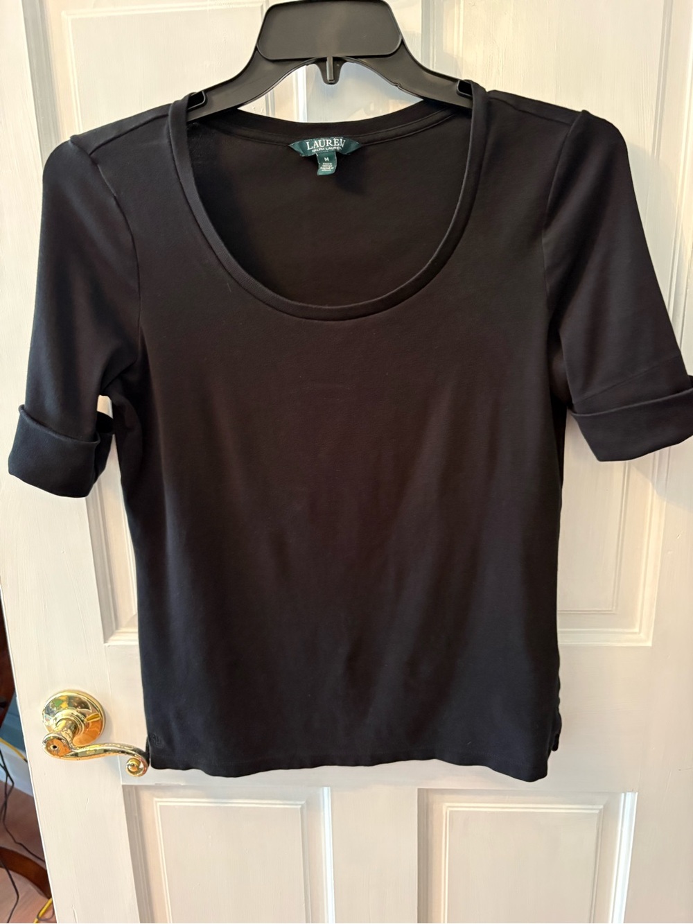 Lauren Ralph Lauren Black Scoop-Neck Short Sleeve Tee